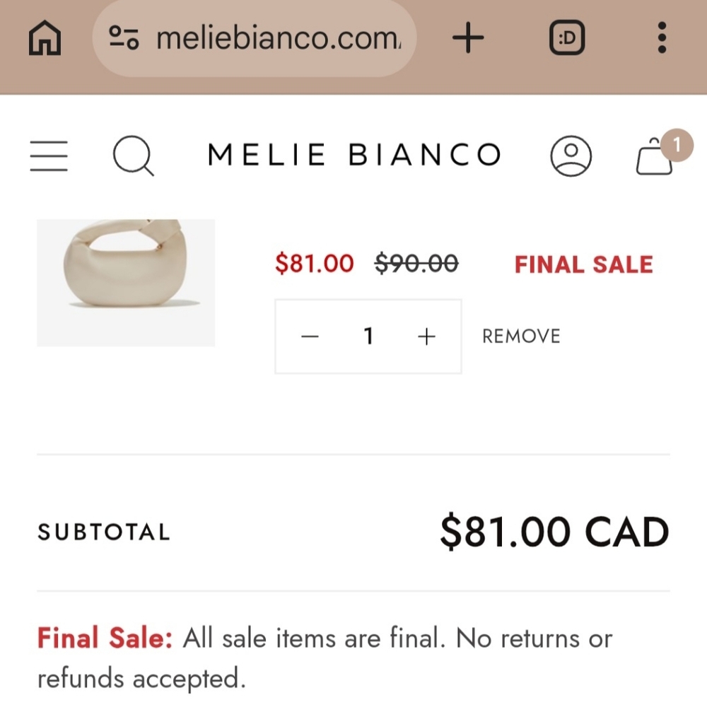 🌿 Melie Bianco Cream Knot Croissant Hand/Wrist/Clutch ~ NWT - Picture 12 of 12